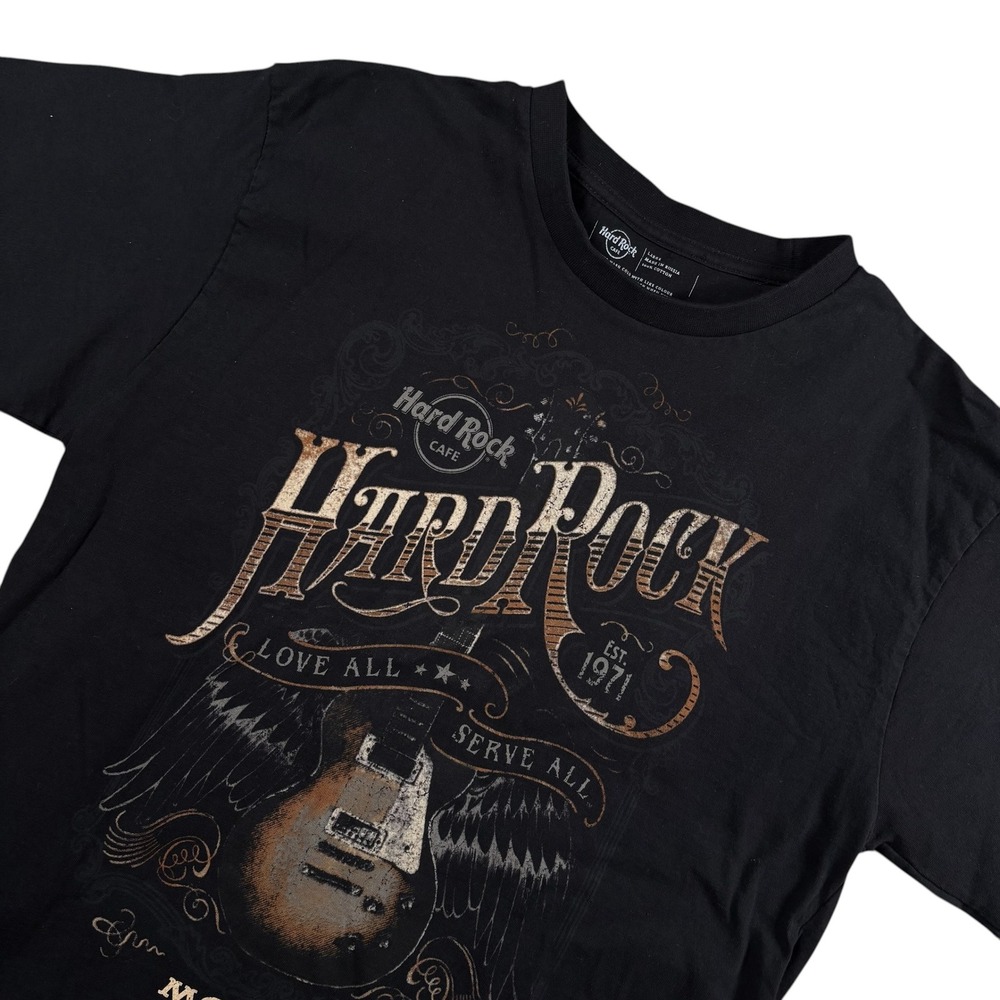 Hard Rock Cafe Moscow Mens Sz L Black Guitar Y2K Cropped Rock Russia Grunge Edgy
